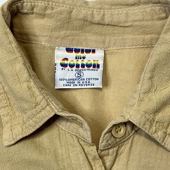 Color Me Cotton Shirt Women's Size Small Yellow Button Up Balloon Sleeve - Picture 9 of 10